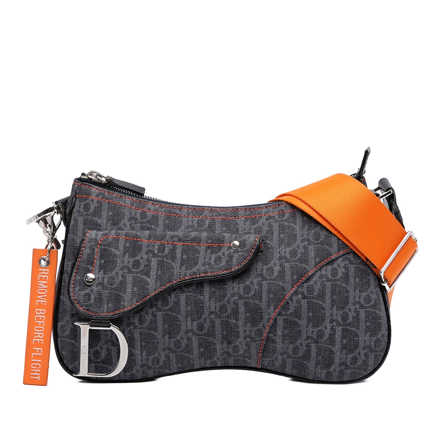 Dior Oblique Denim Flight Double Saddle Crossbody