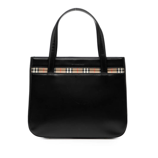 Burberry House Check Trimmed Leather Handbag