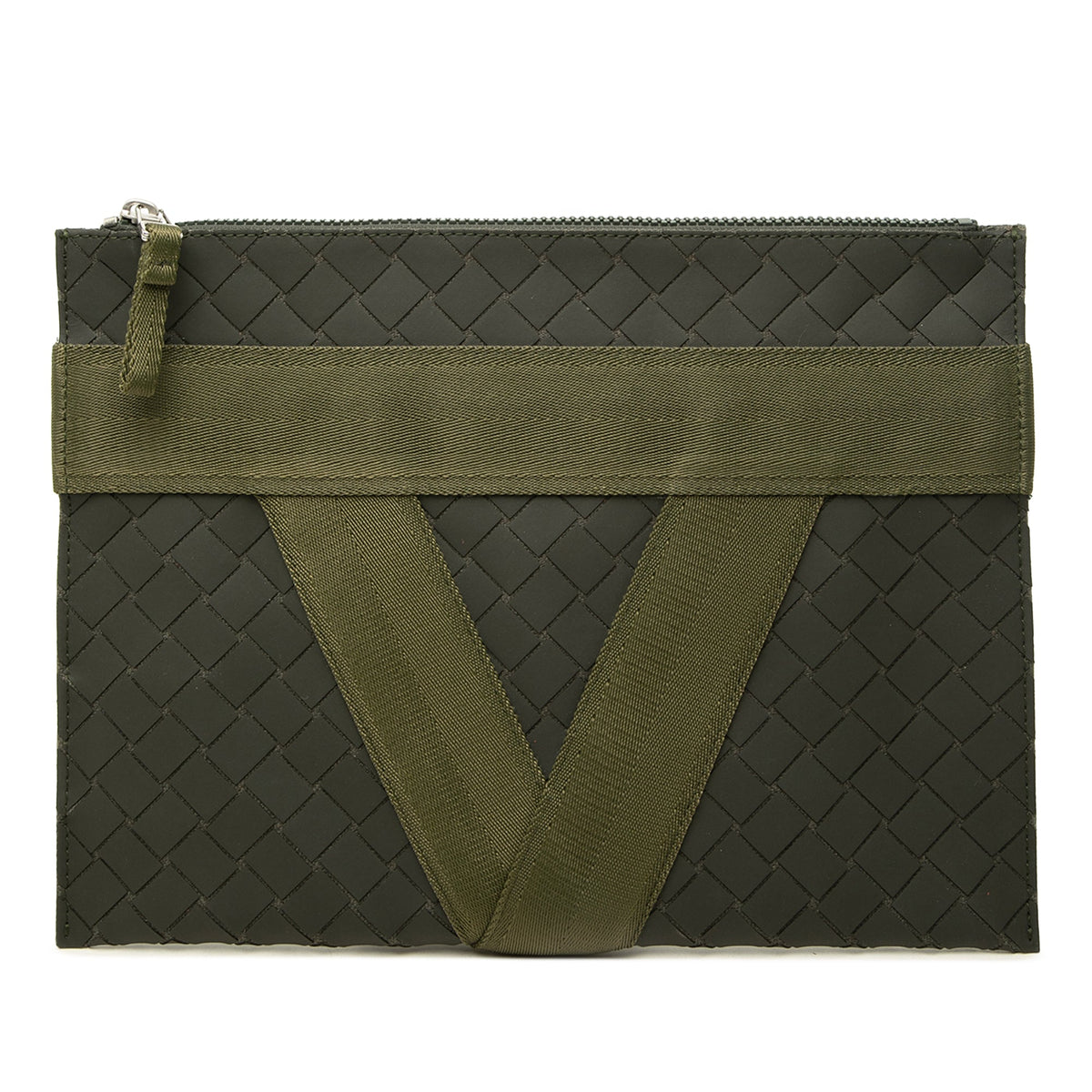 Bottega Veneta Rubber Intreccio Buffer Clutch — Green