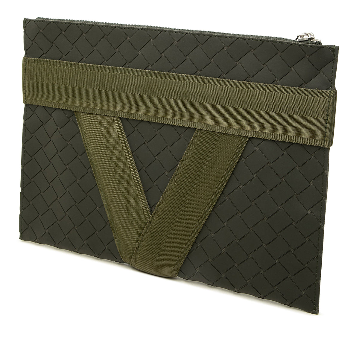 Bottega Veneta Rubber Intreccio Buffer Clutch — Green