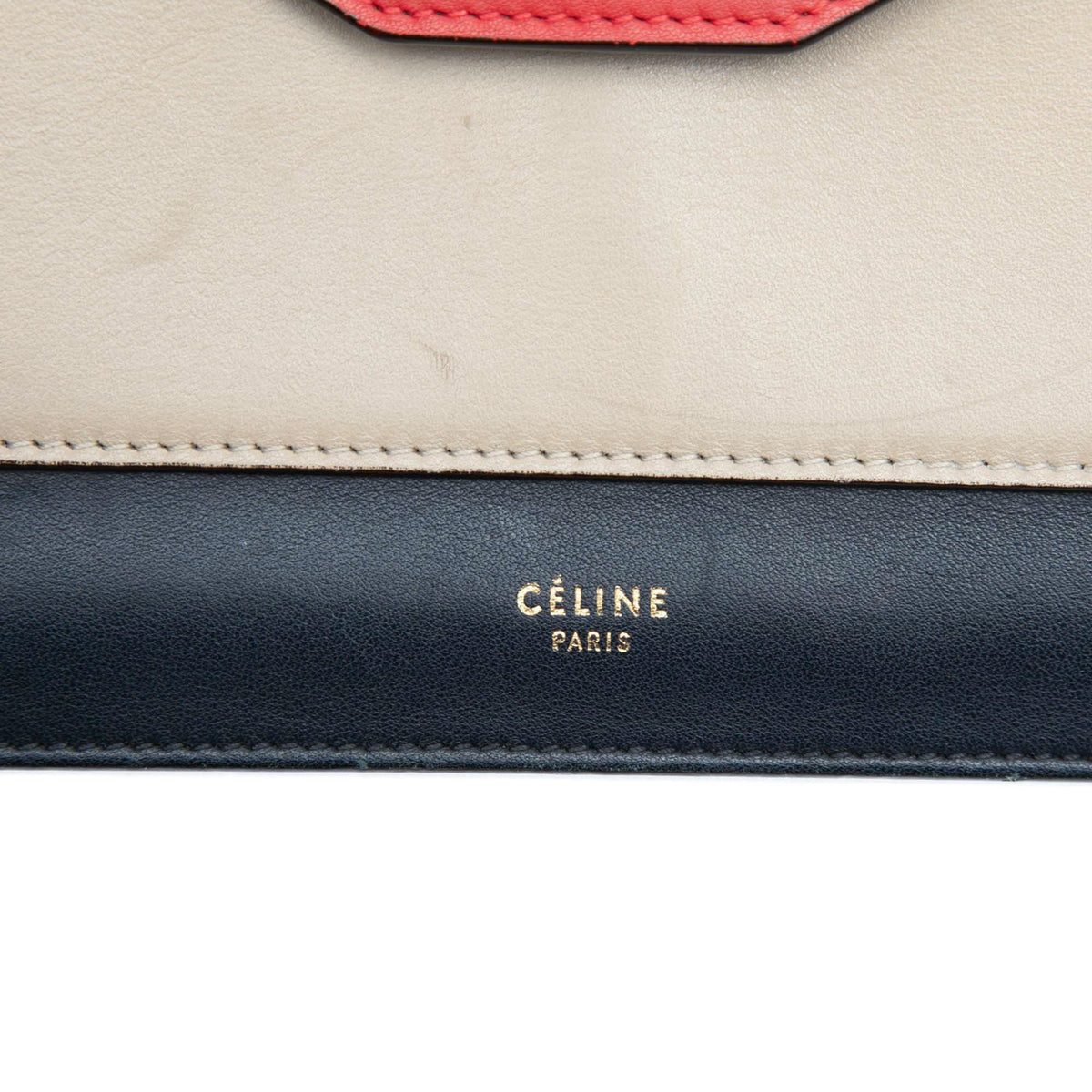 Celine Large Tricolor Leather Pocket Envelope Flap on Chain
