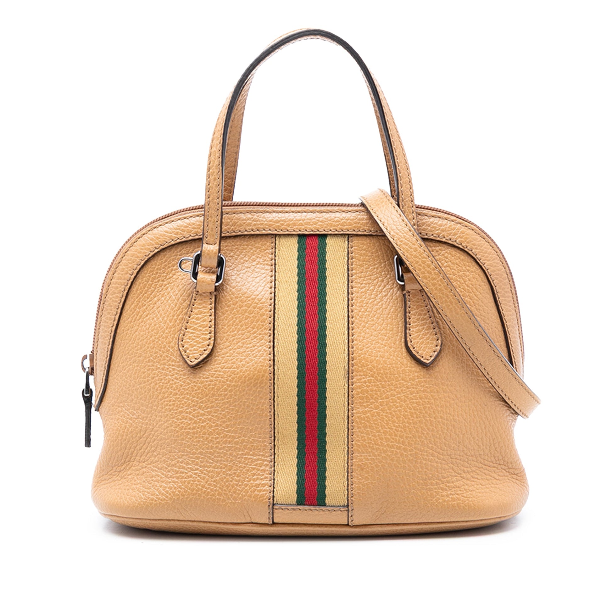 Mini Leather Web Dome Satchel