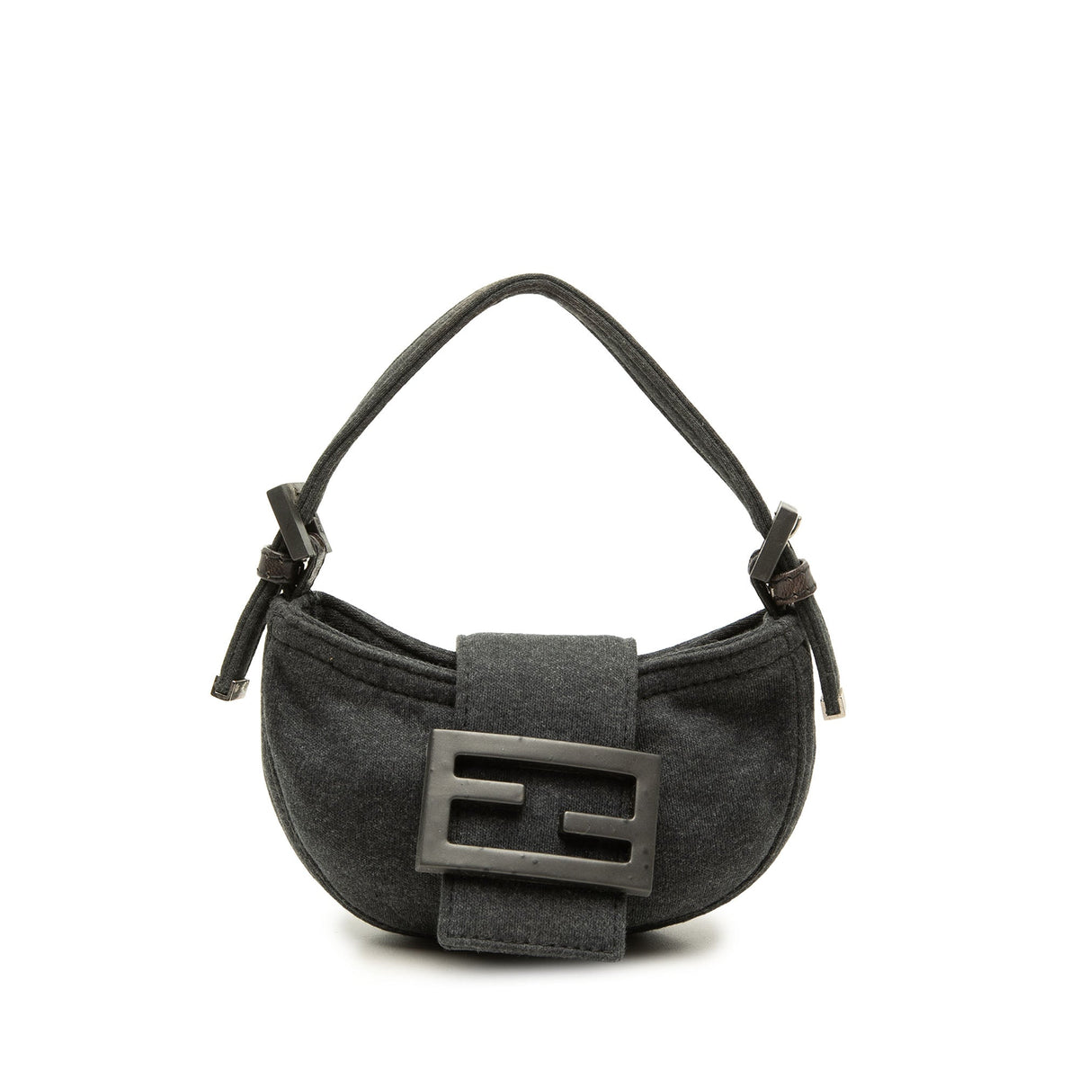 Fendi Mini Wool Croissant Handbag — Gray
