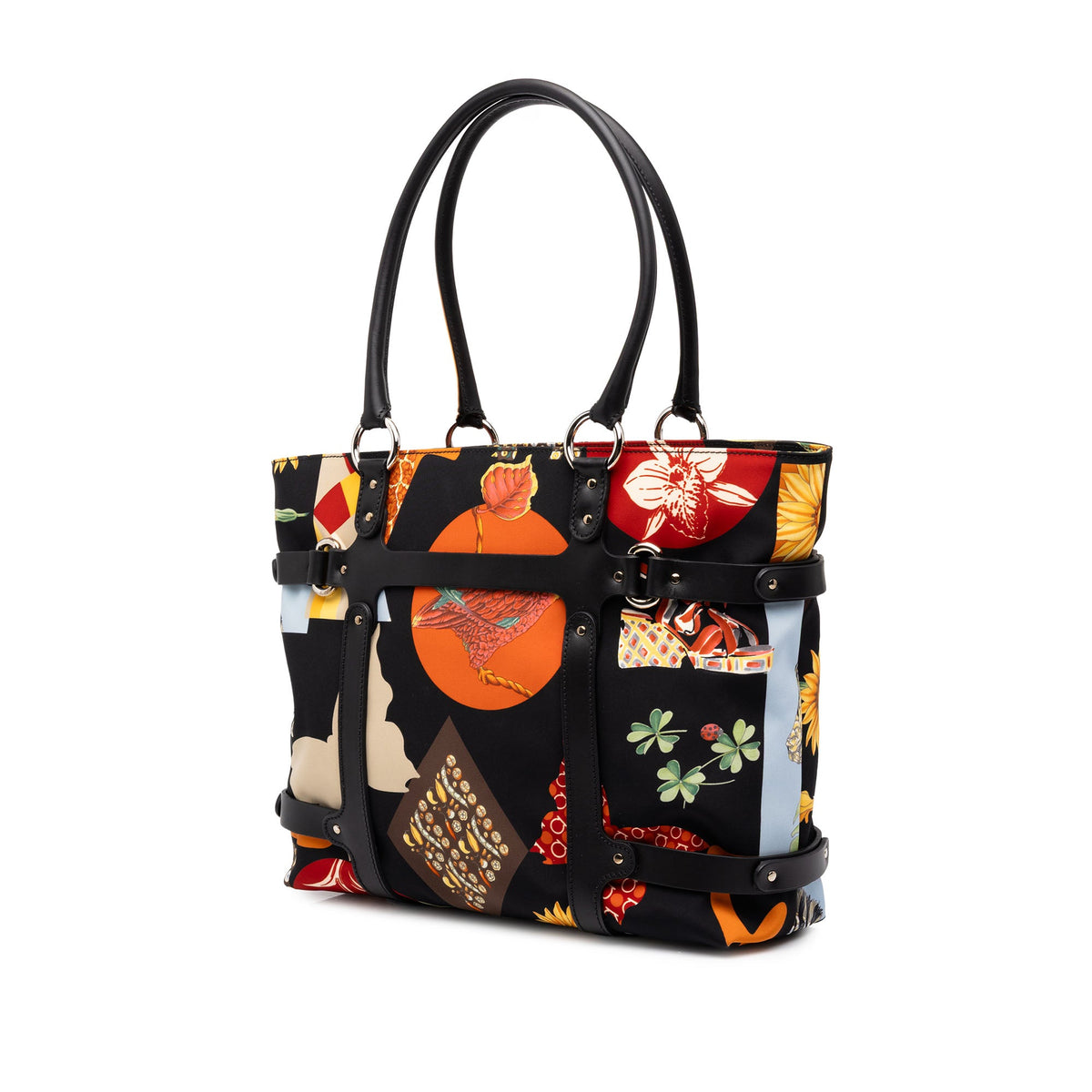 Ferragamo Nylon Fiera Carnival Tote — Black