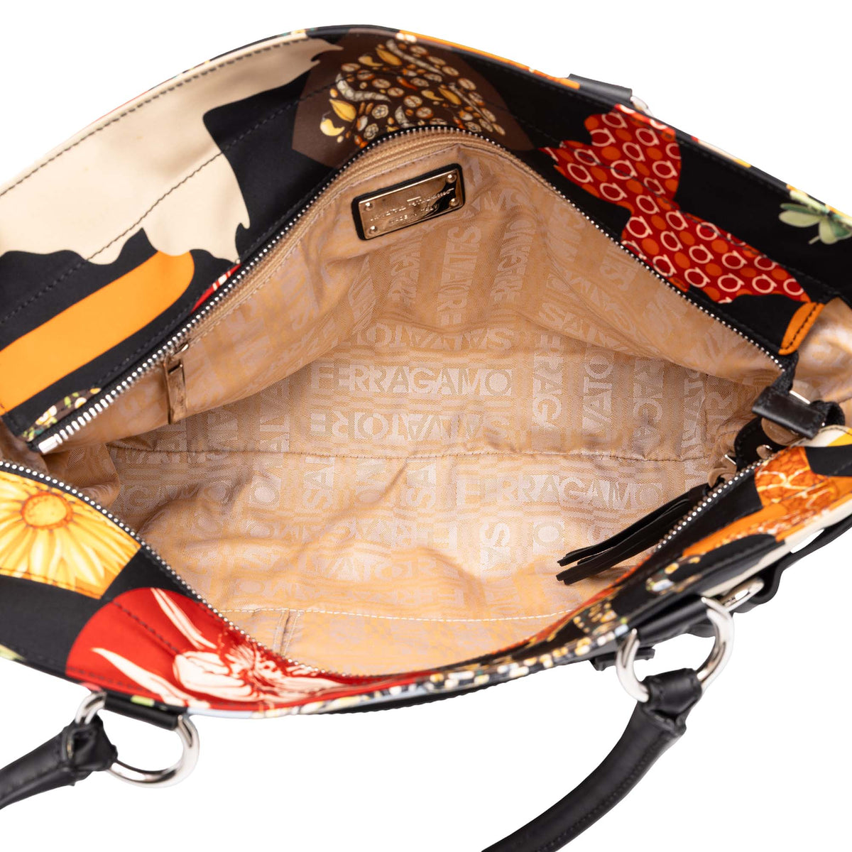 Ferragamo Nylon Fiera Carnival Tote — Black