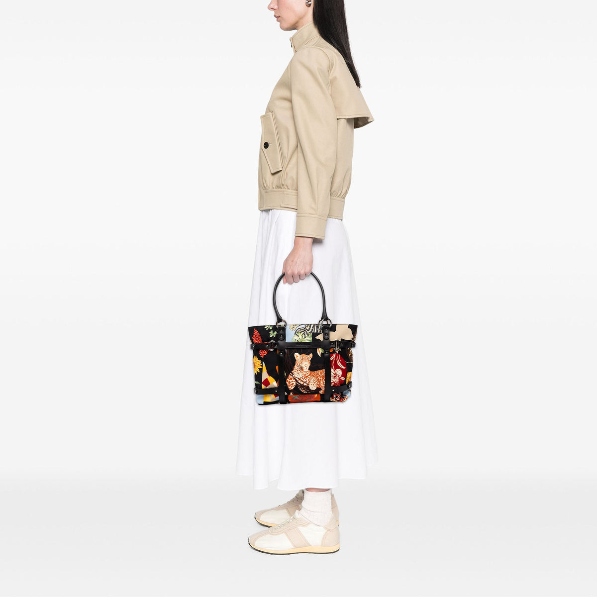 Ferragamo Nylon Fiera Carnival Tote — Black