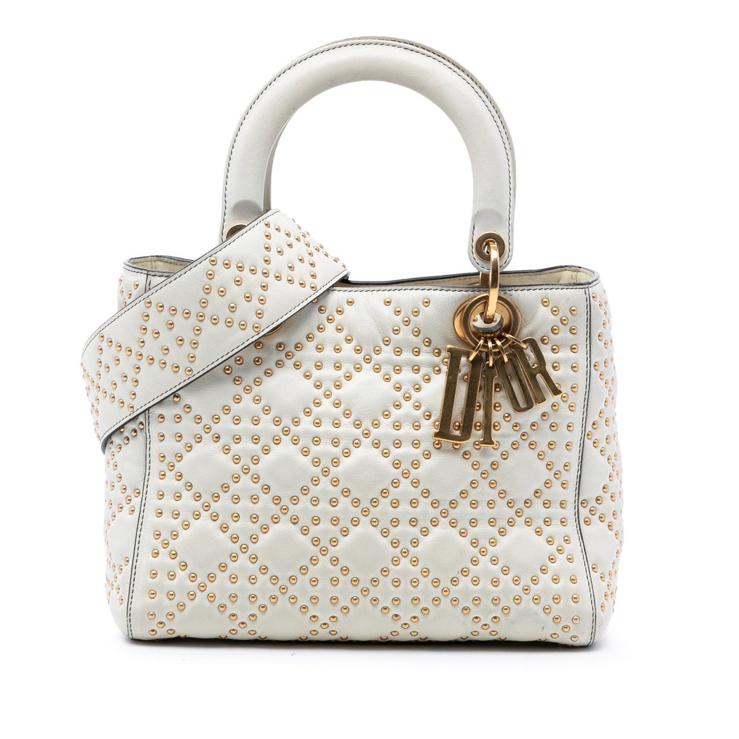 Dior Medium Lambskin Cannage Studded Supple Lady Dior