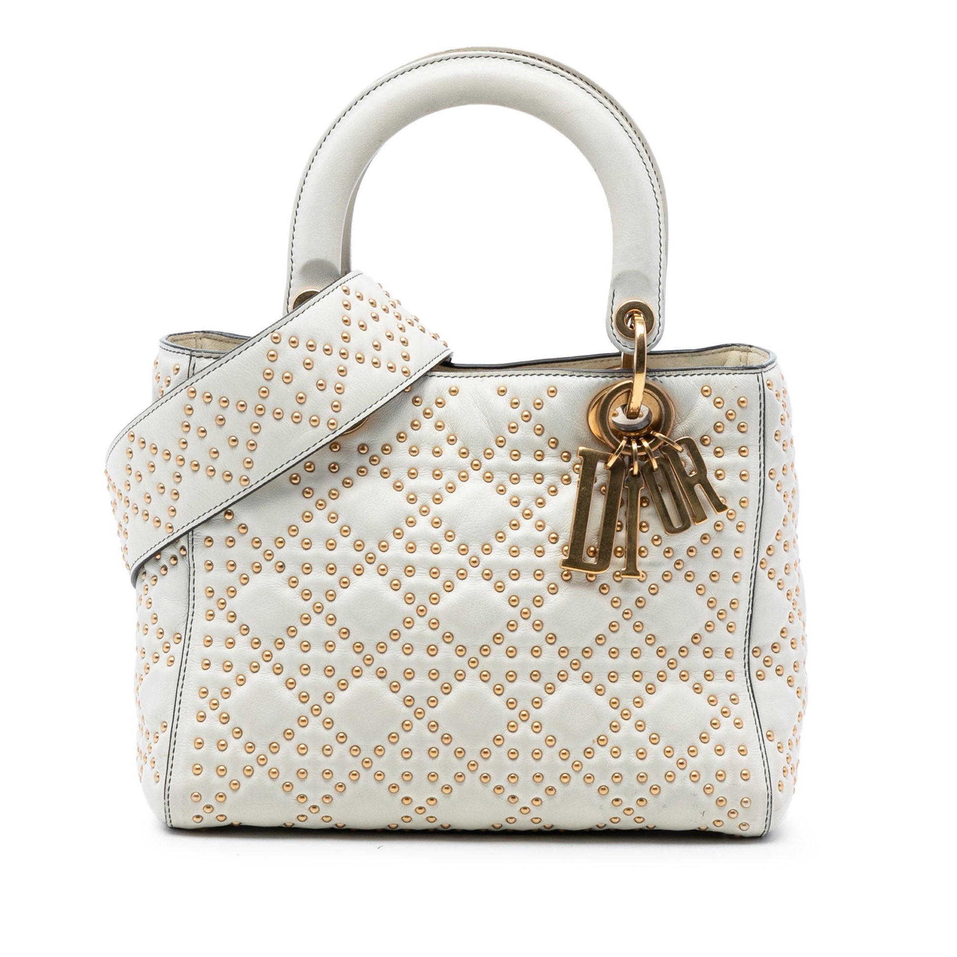 Dior Medium Lambskin Cannage Studded Supple Lady Dior