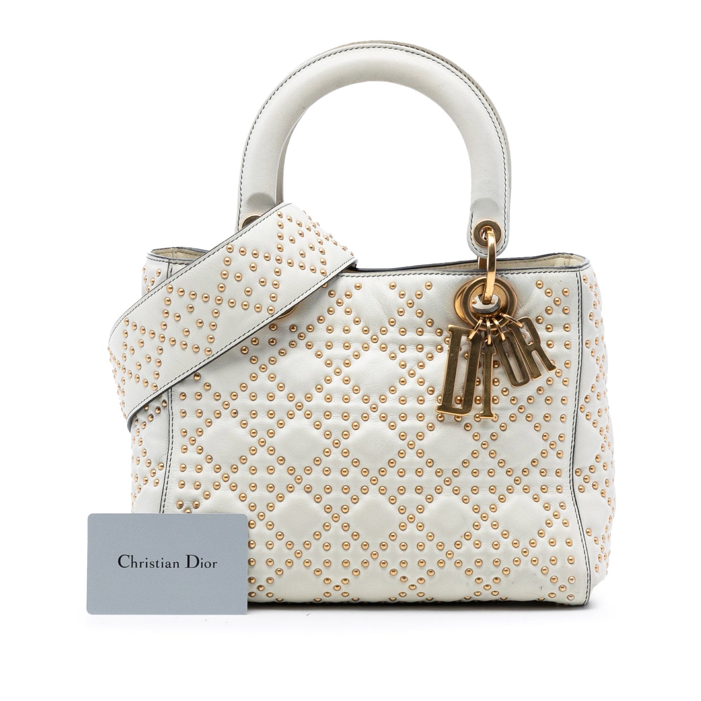 Dior Medium Lambskin Cannage Studded Supple Lady Dior