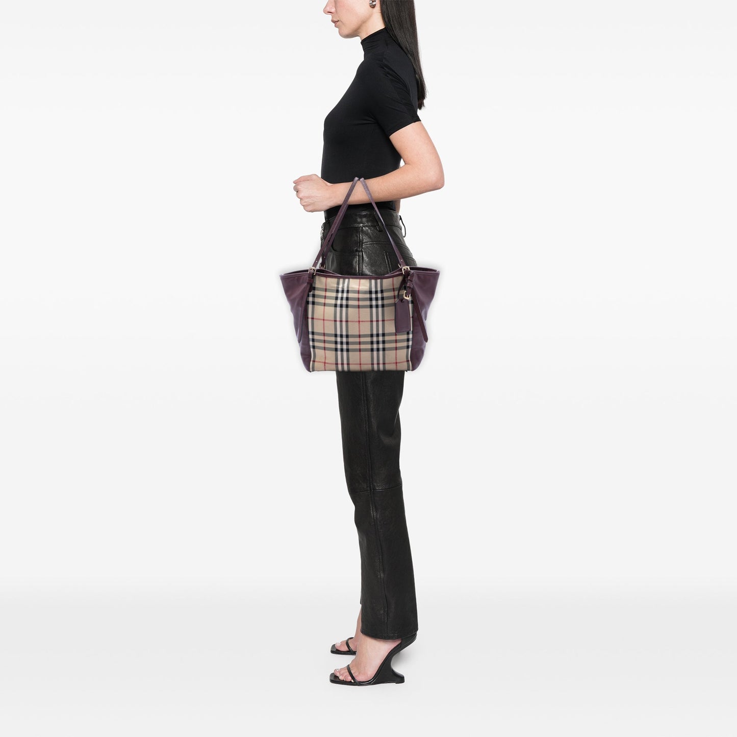 Burberry Small Haymarket Check Canvas and Leather Canterbury Tote