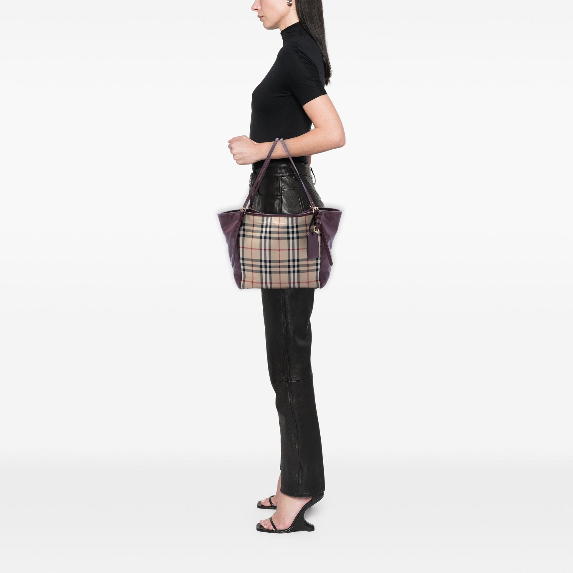 Burberry Small Haymarket Check Canvas and Leather Canterbury Tote