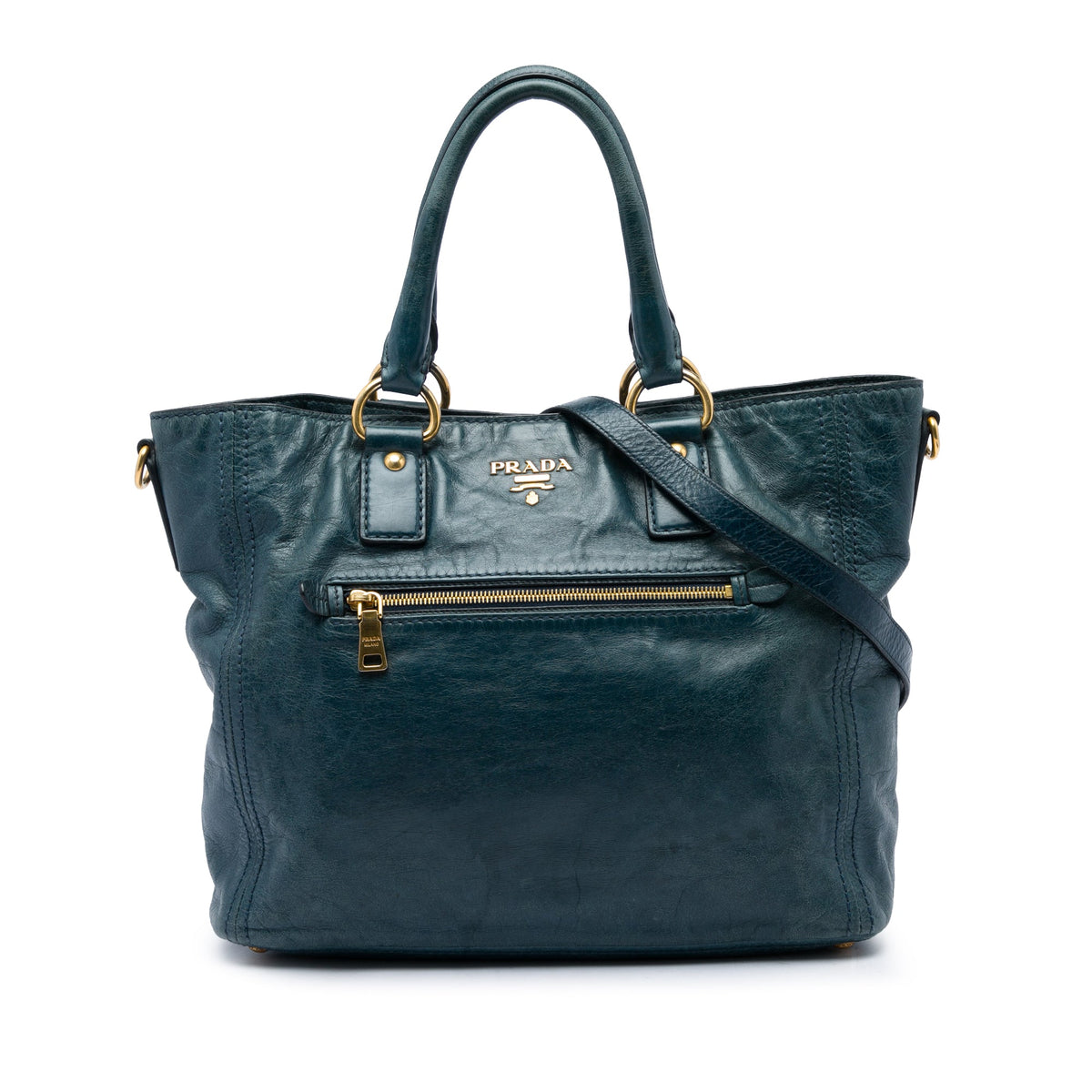 Prada Vitello Shine Front Pocket Convertible Tote