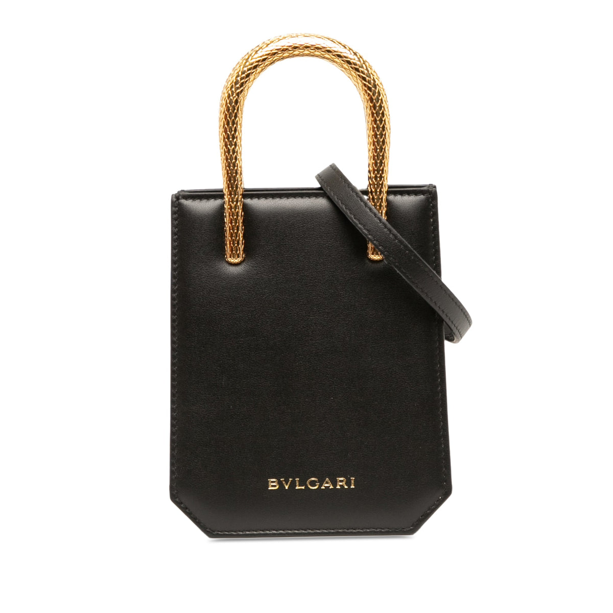Bvlgari Mini Leather Serpentine Tote — Black