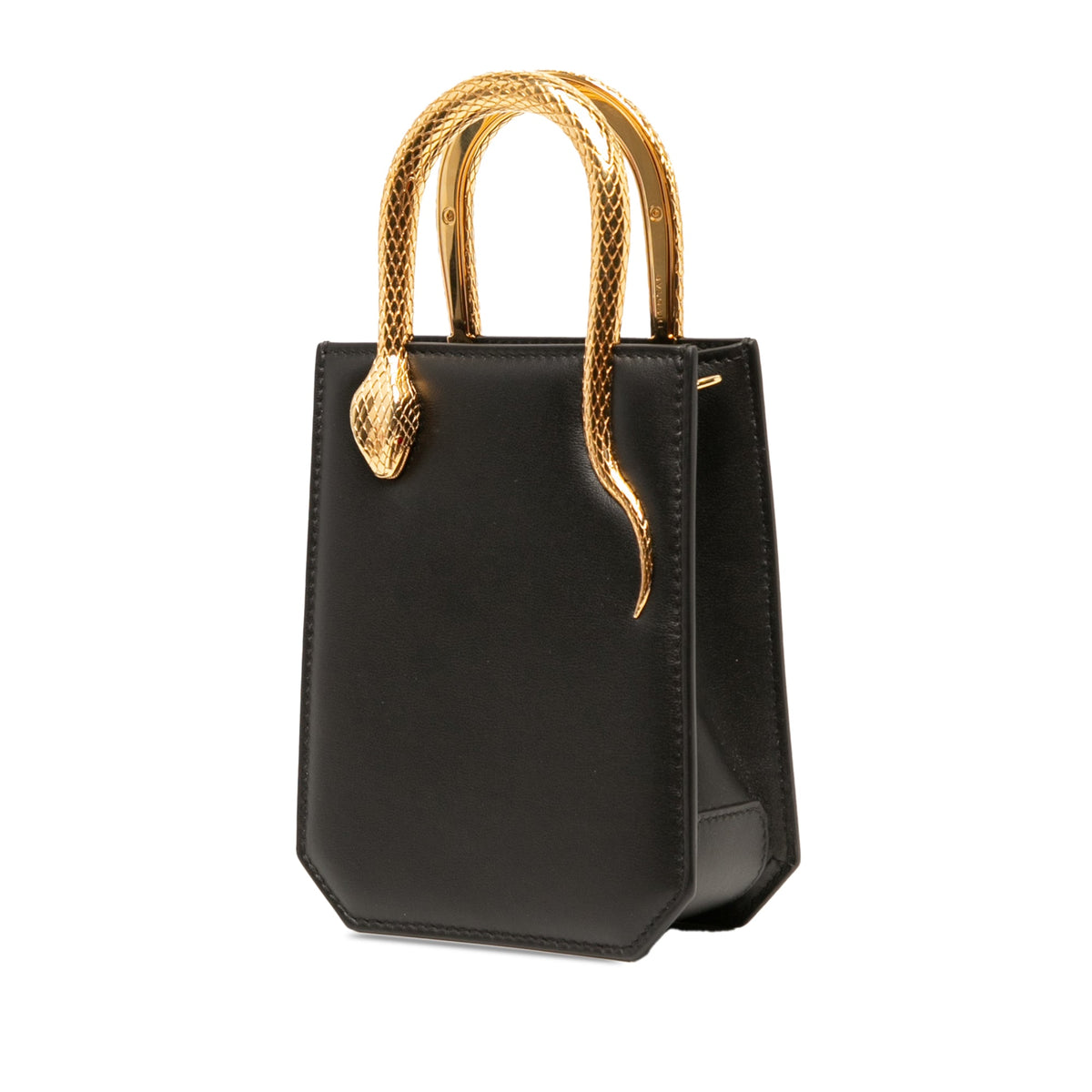 Bvlgari Mini Leather Serpentine Tote — Black