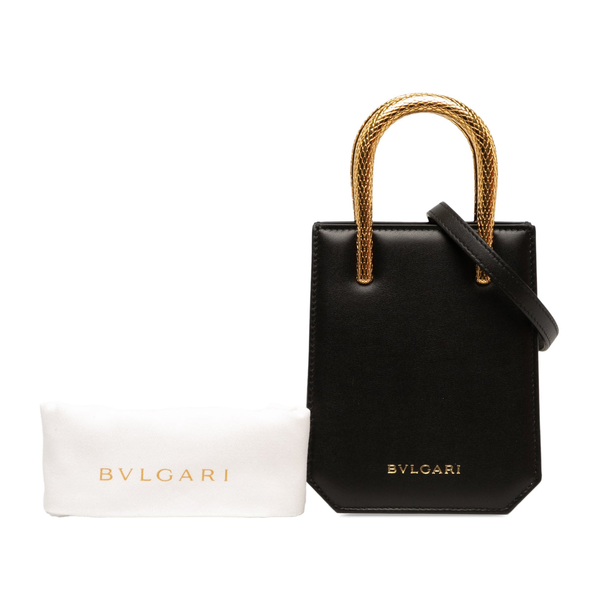 Bvlgari Mini Leather Serpentine Tote — Black