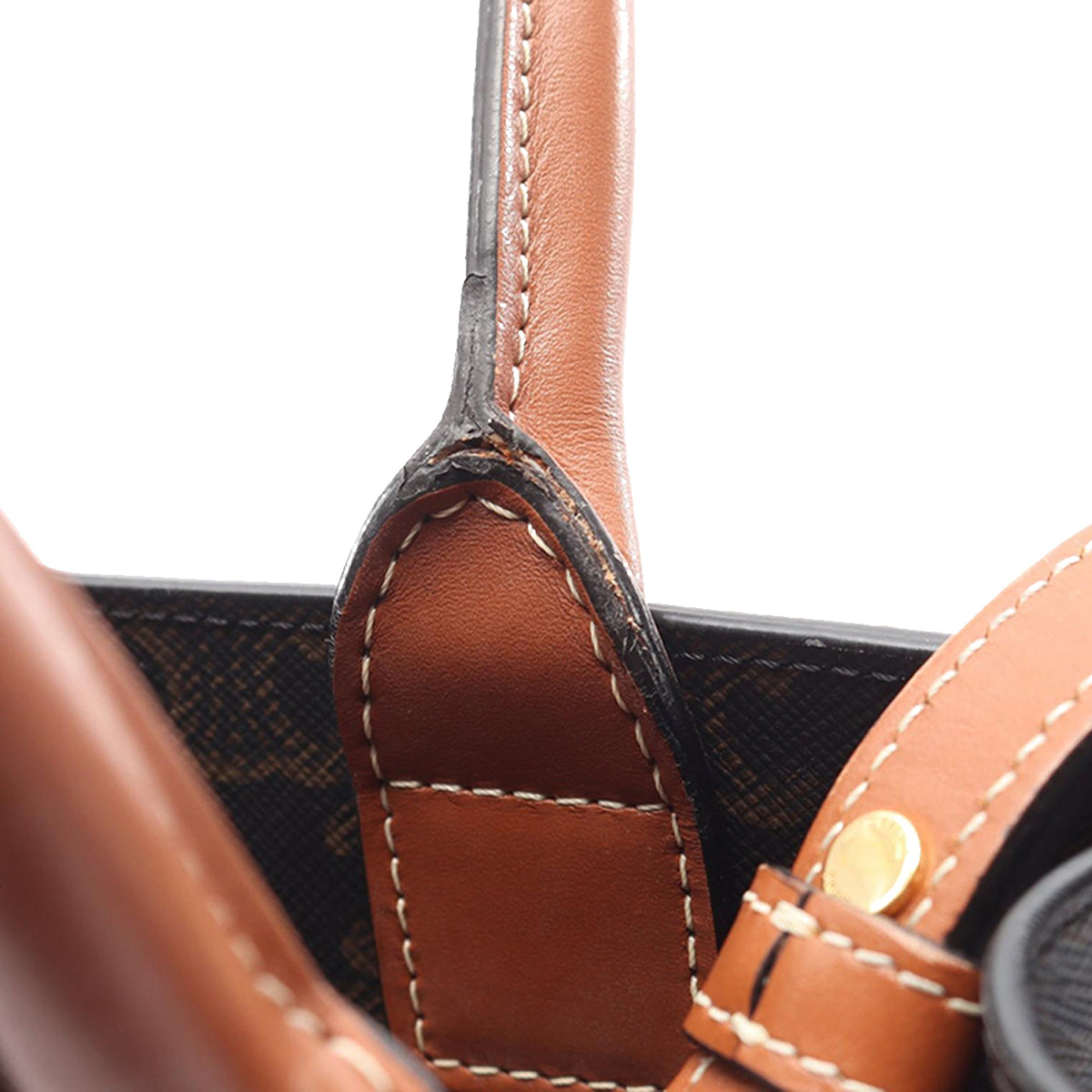 Celine Small Triomphe Coated Canvas Vertical Cabas Tote — Brown
