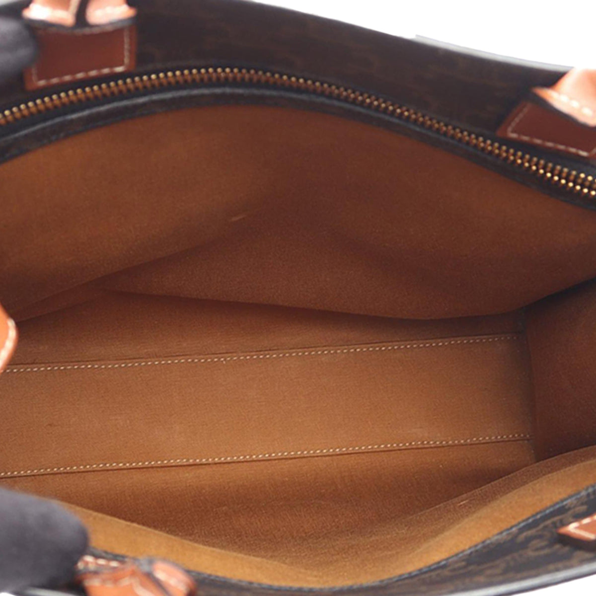 Celine Small Triomphe Coated Canvas Vertical Cabas Tote — Brown