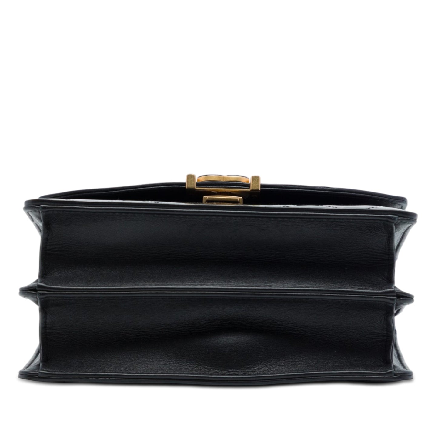 Chanel CC Quilted Patent Accordion Pushlock Top Handle Flap