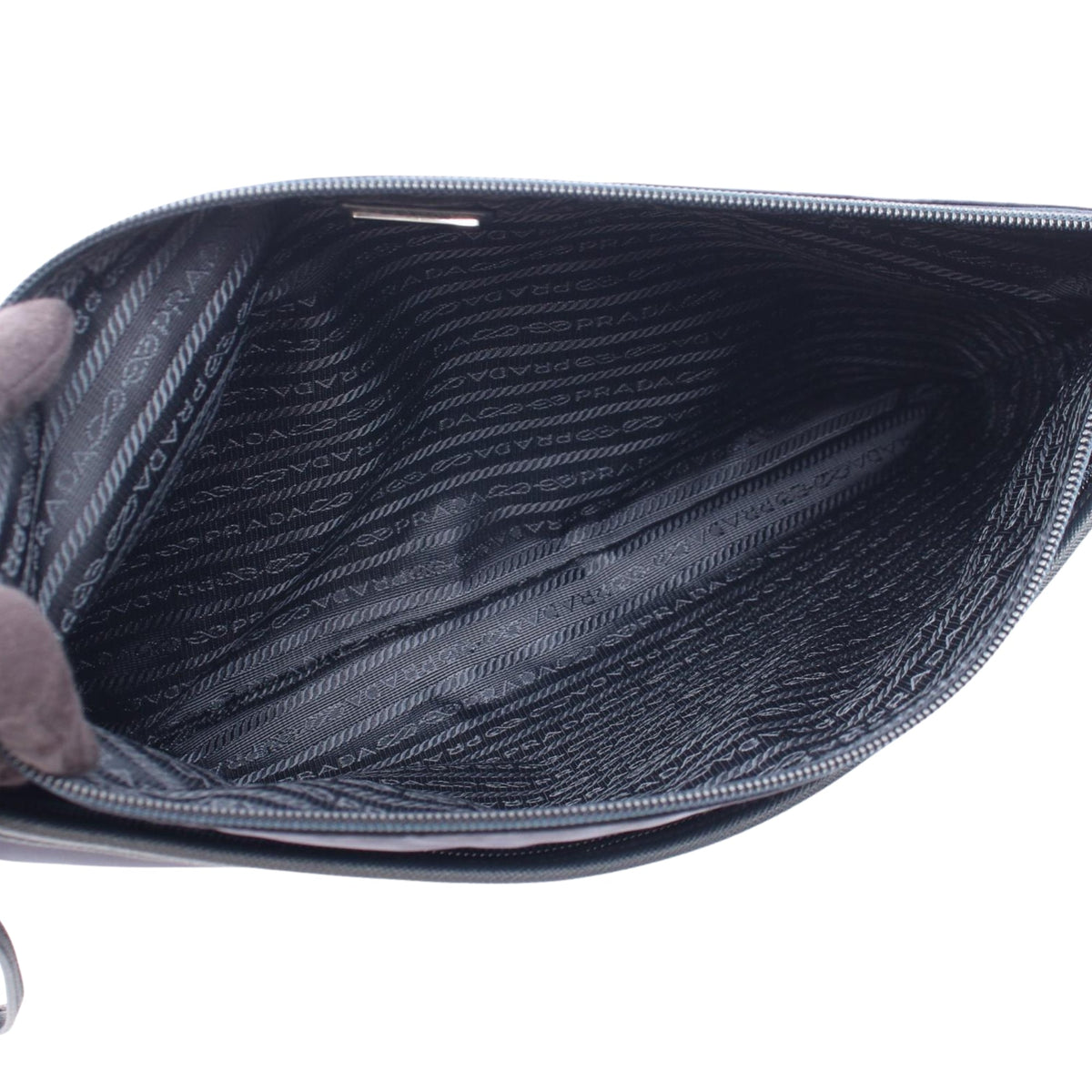 Prada Saffiano Trimmed Tessuto Clutch