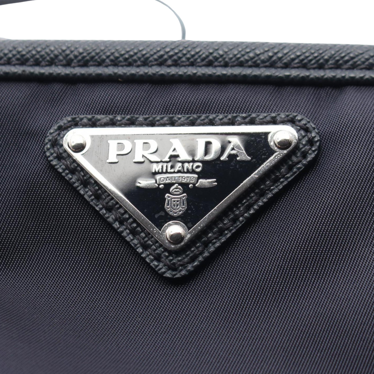 Prada Saffiano Trimmed Tessuto Clutch