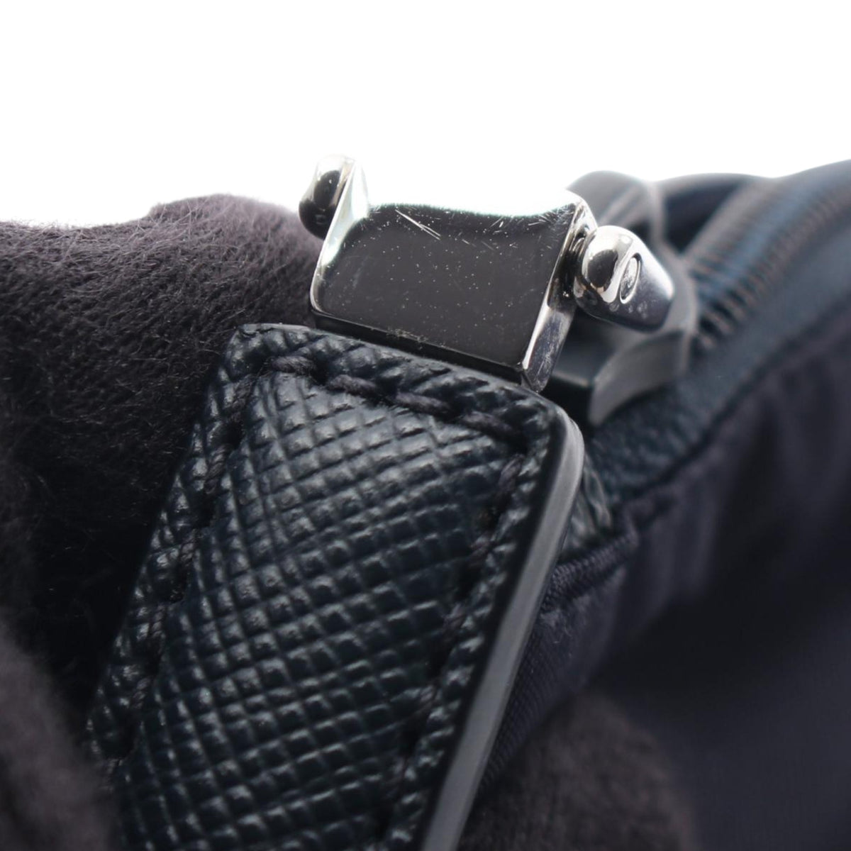 Prada Saffiano Trimmed Tessuto Clutch