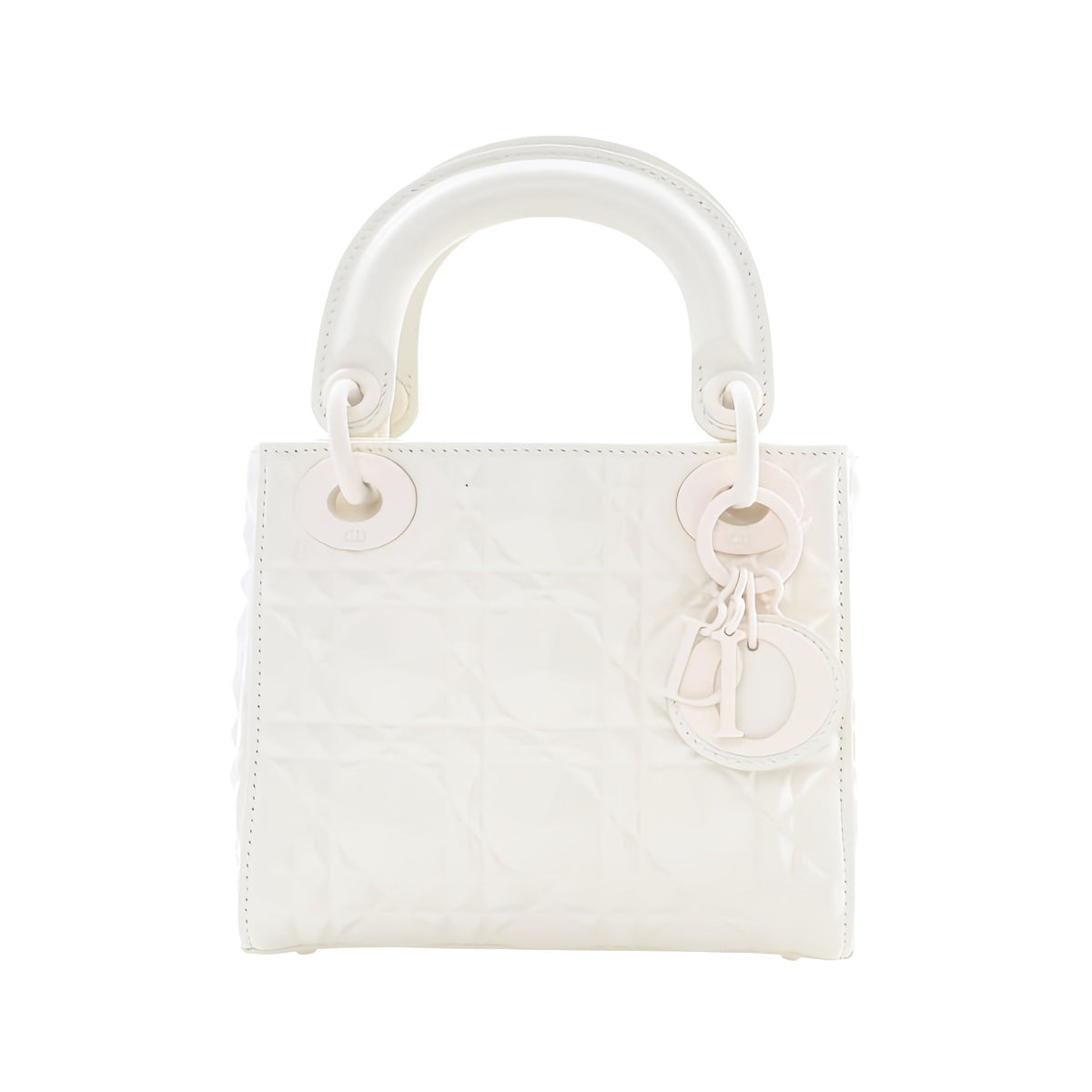 Dior Mini Ultra Matte Calfskin Diamond Cannage Lady Dior — White