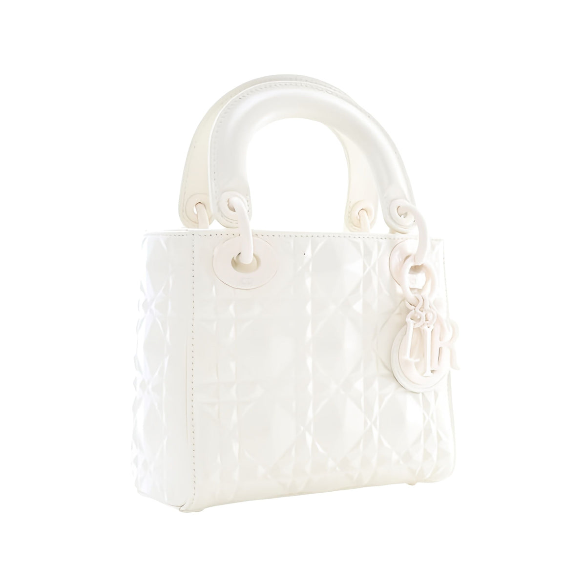 Dior Mini Ultra Matte Calfskin Diamond Cannage Lady Dior — White