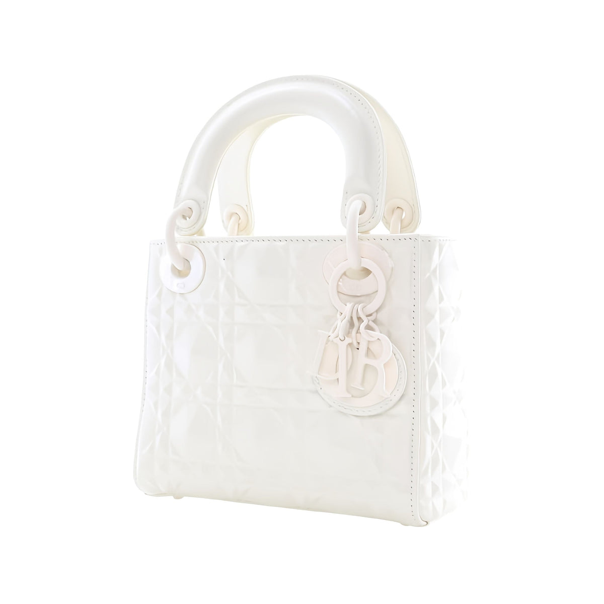 Dior Mini Ultra Matte Calfskin Diamond Cannage Lady Dior — White