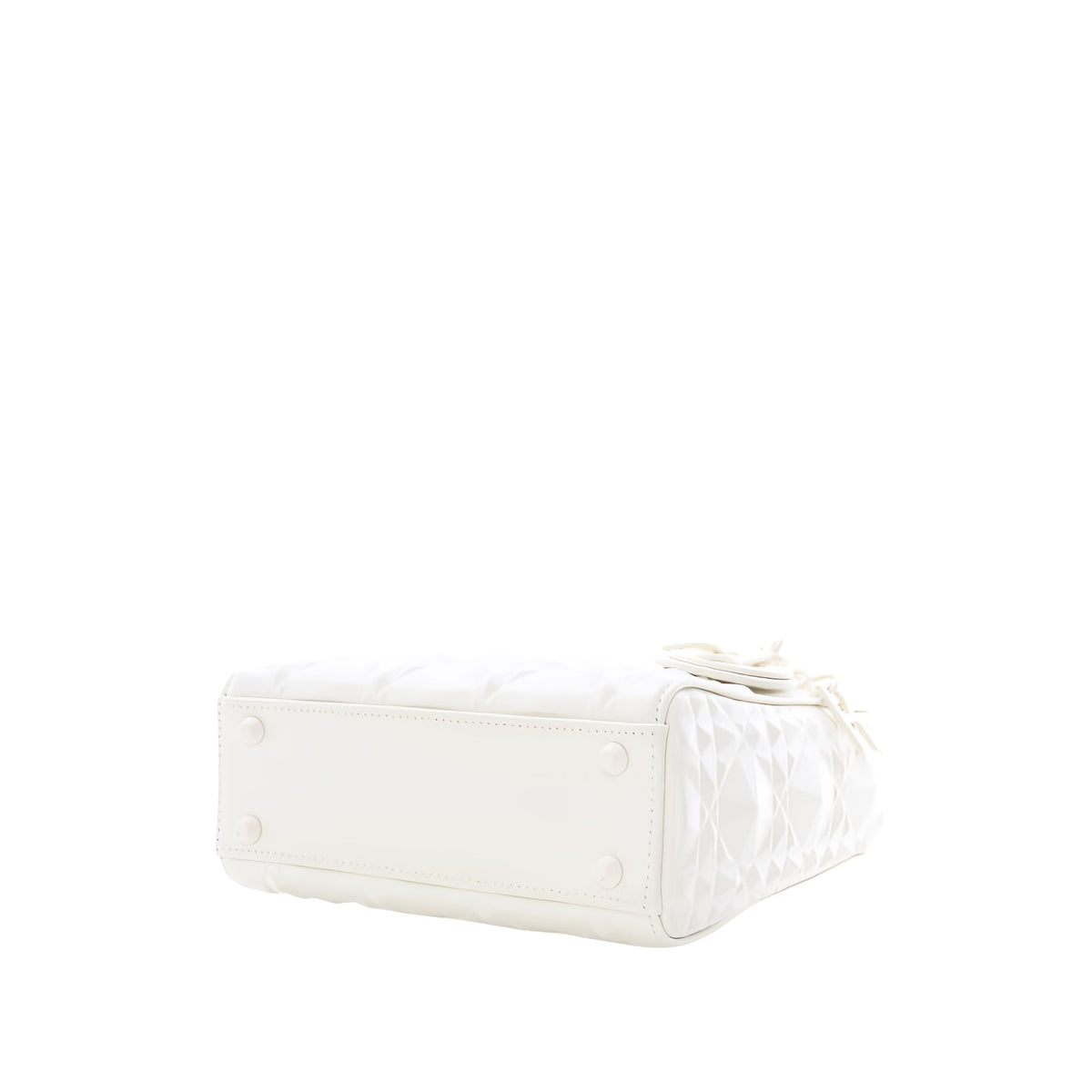 Dior Mini Ultra Matte Calfskin Diamond Cannage Lady Dior — White