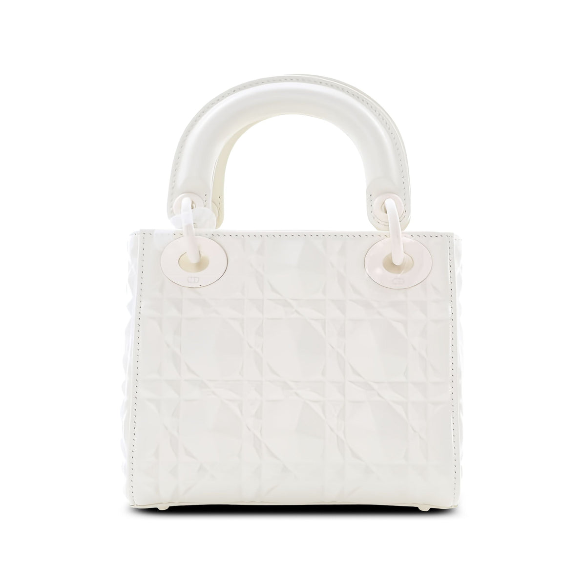 Dior Mini Ultra Matte Calfskin Diamond Cannage Lady Dior — White