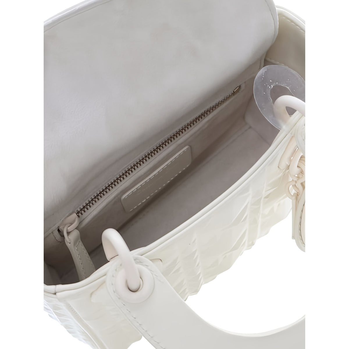 Dior Mini Ultra Matte Calfskin Diamond Cannage Lady Dior — White