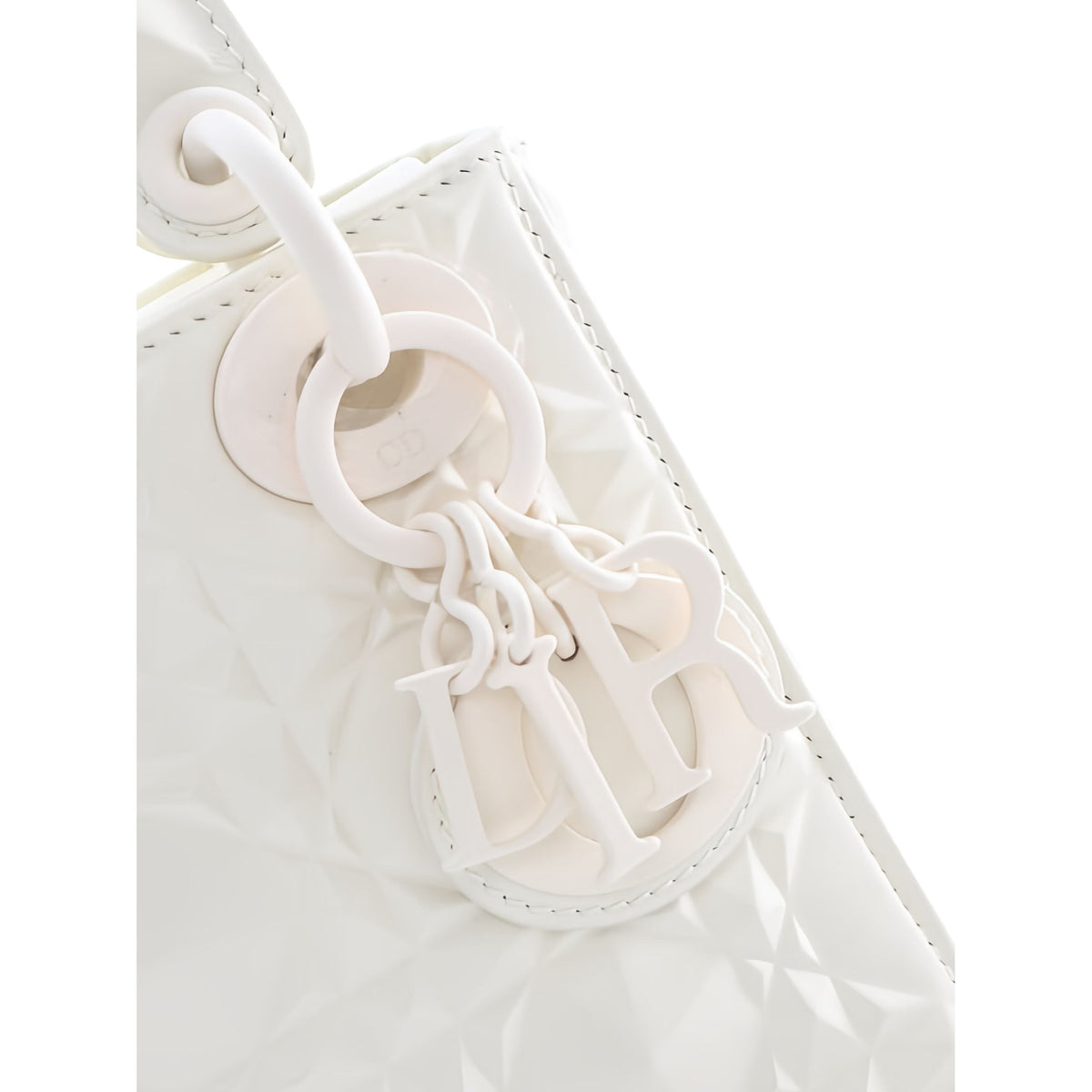Dior Mini Ultra Matte Calfskin Diamond Cannage Lady Dior — White