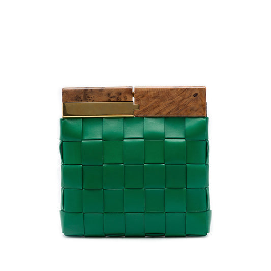 Bottega Veneta Lambskin Maxi Intrecciato The Snap Clutch