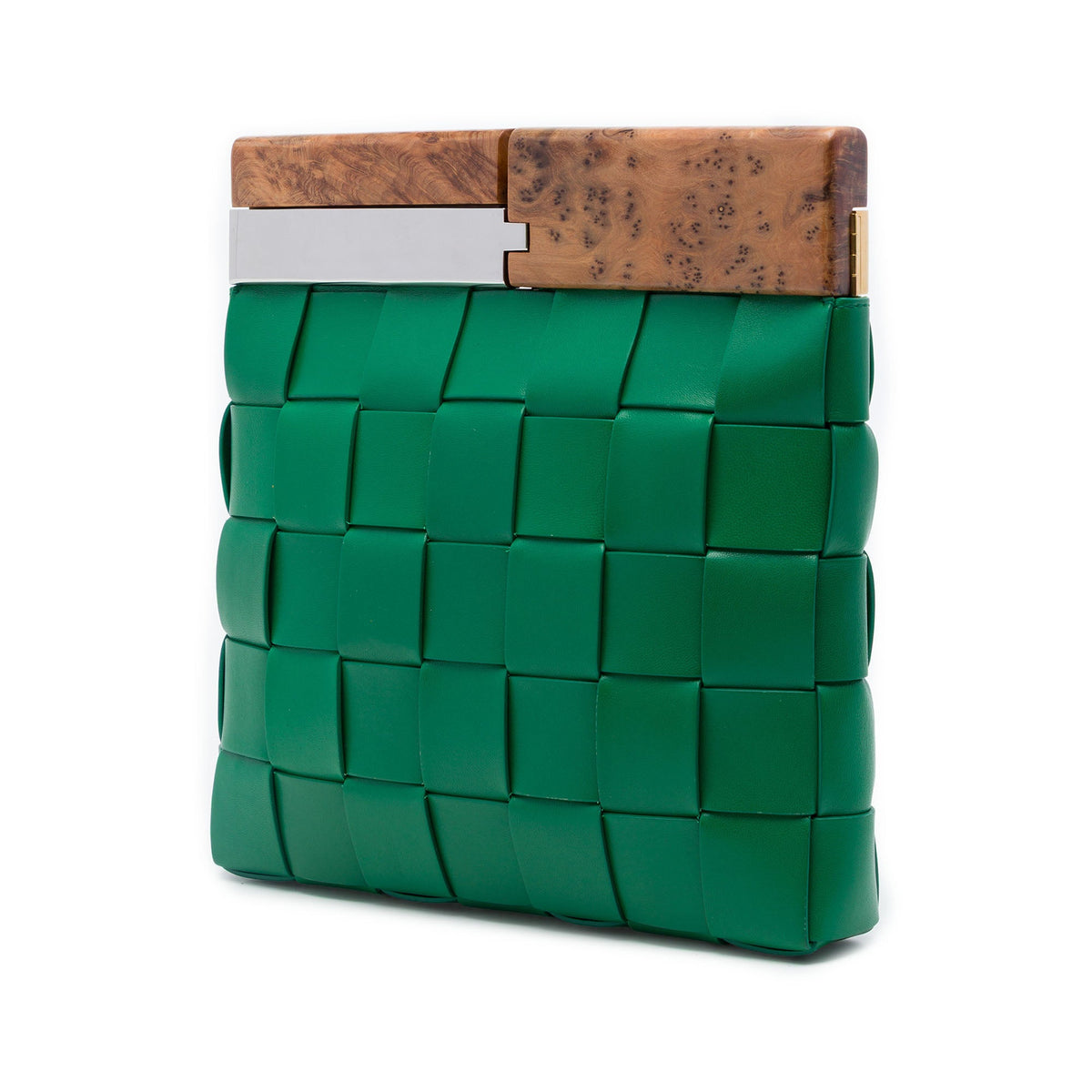 Bottega Veneta Lambskin Maxi Intrecciato The Snap Clutch