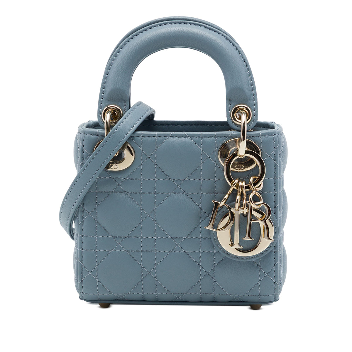 Dior Micro Lambskin Cannage Lady Dior — Blue