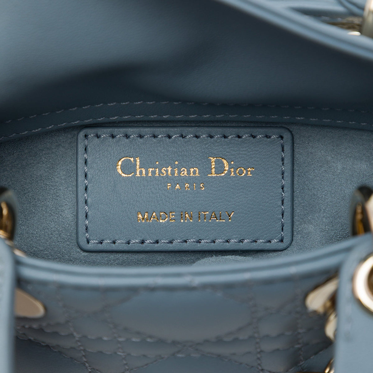 Dior Micro Lambskin Cannage Lady Dior — Blue