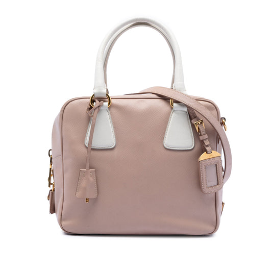 Prada Small Bicolor Saffiano Square Bauletto Satchel