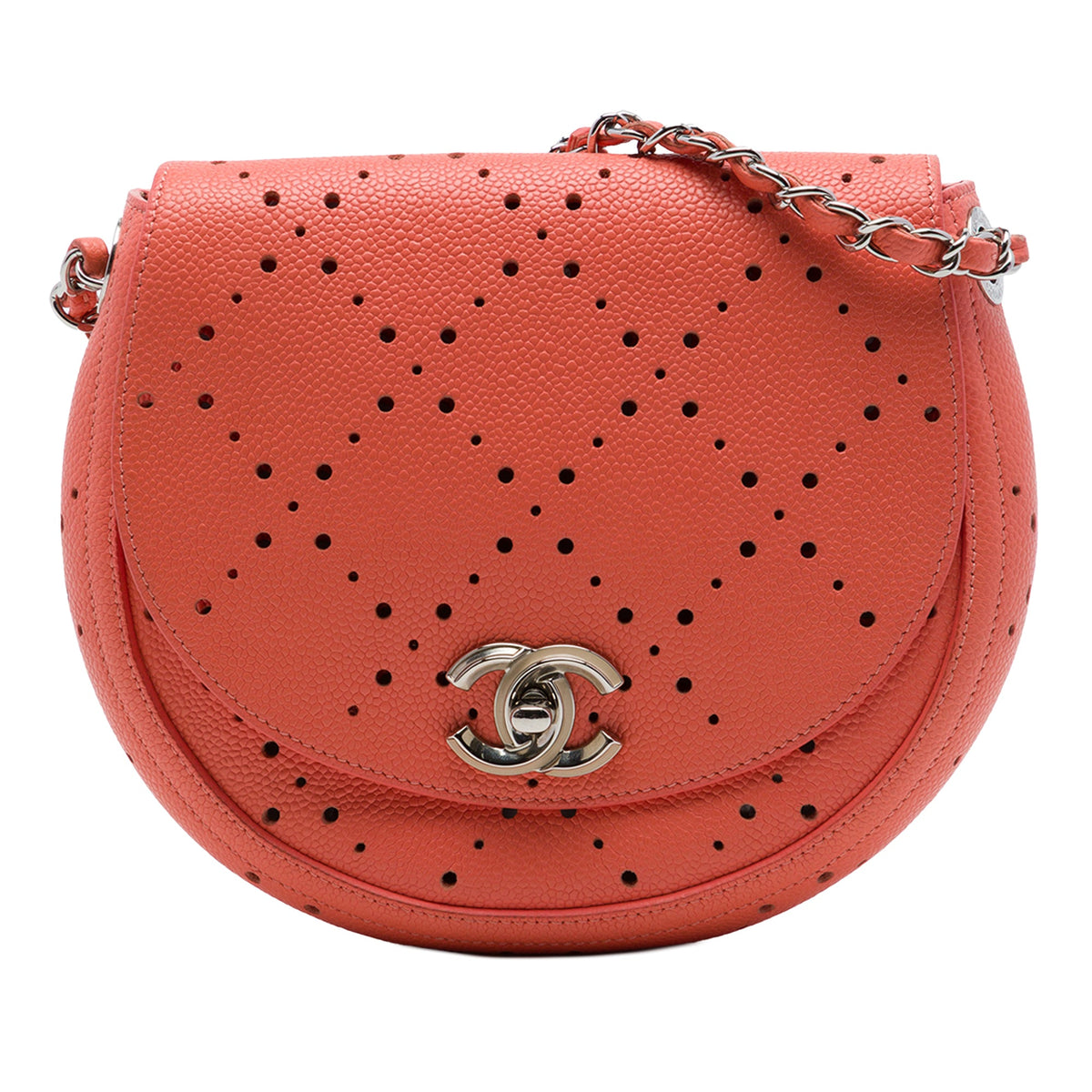 Chanel Small CC Perforated Caviar Messenger Flap