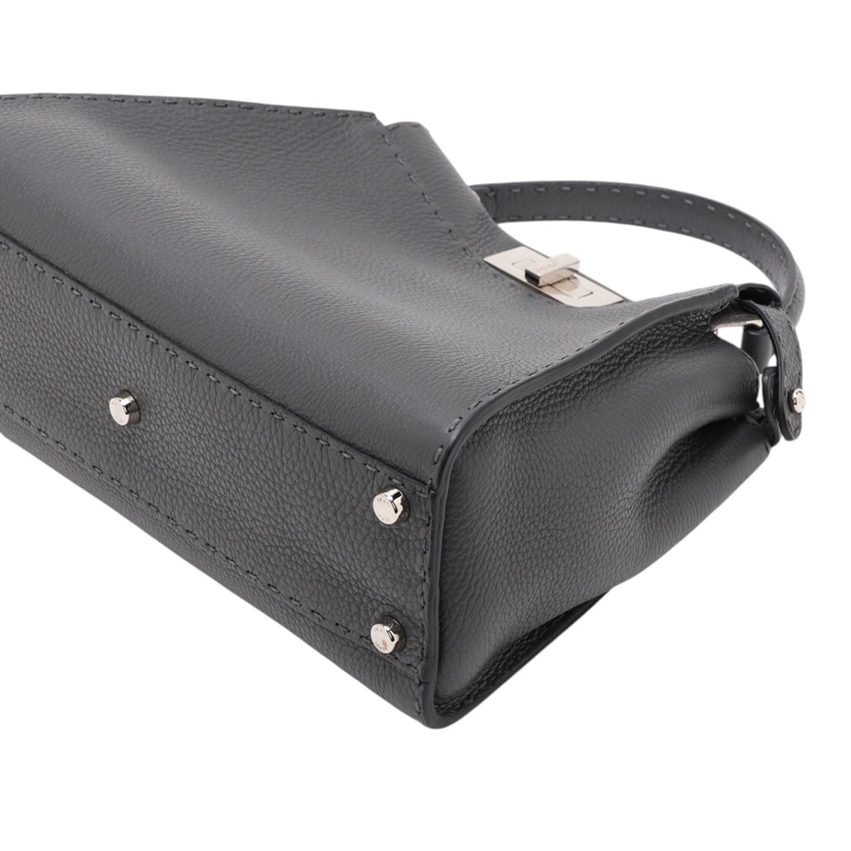 Fendi Medium Leather Selleria Peekaboo Iconic Satchel — Gray