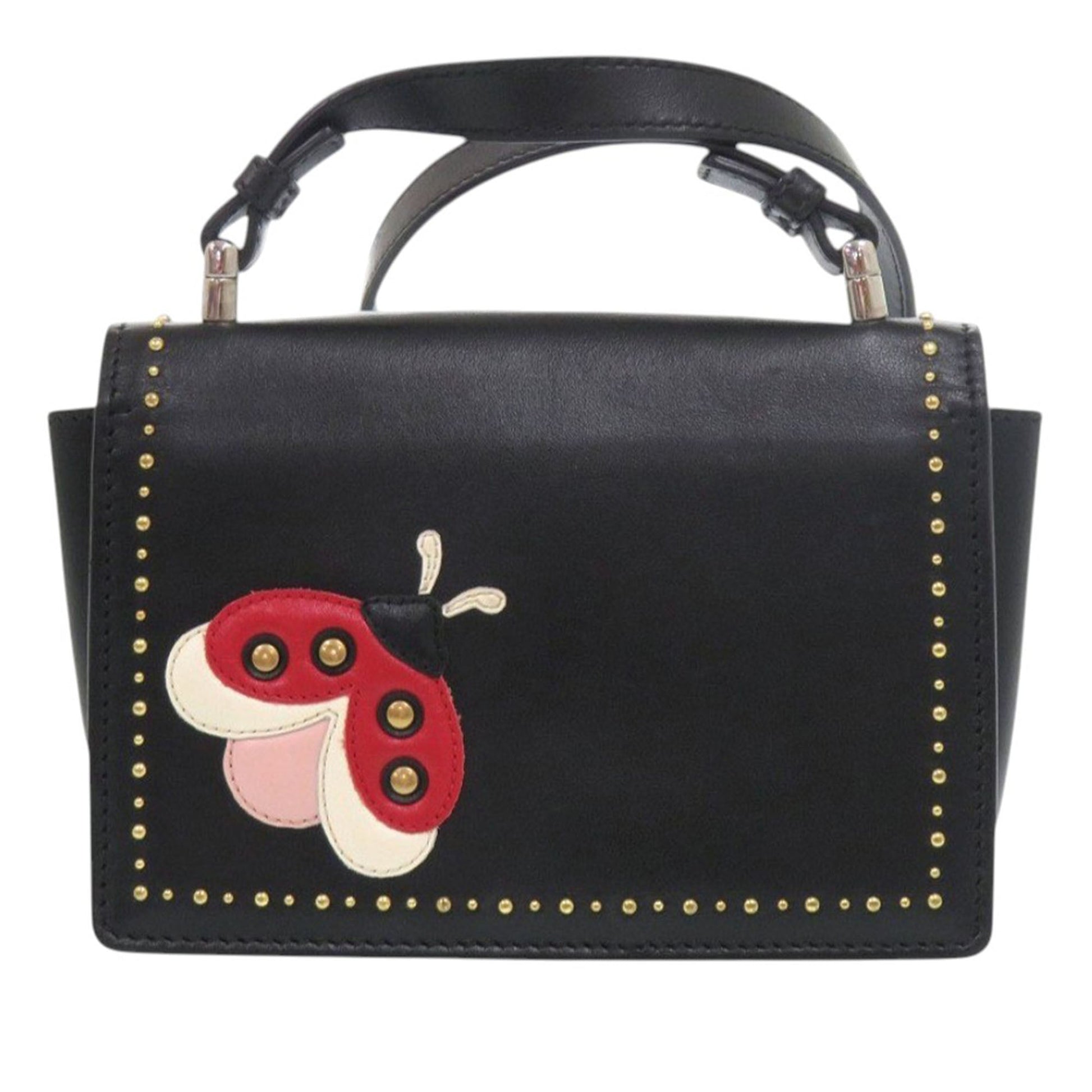 Ferragamo Studded Leather Ladybug Vara Bow Crossbody