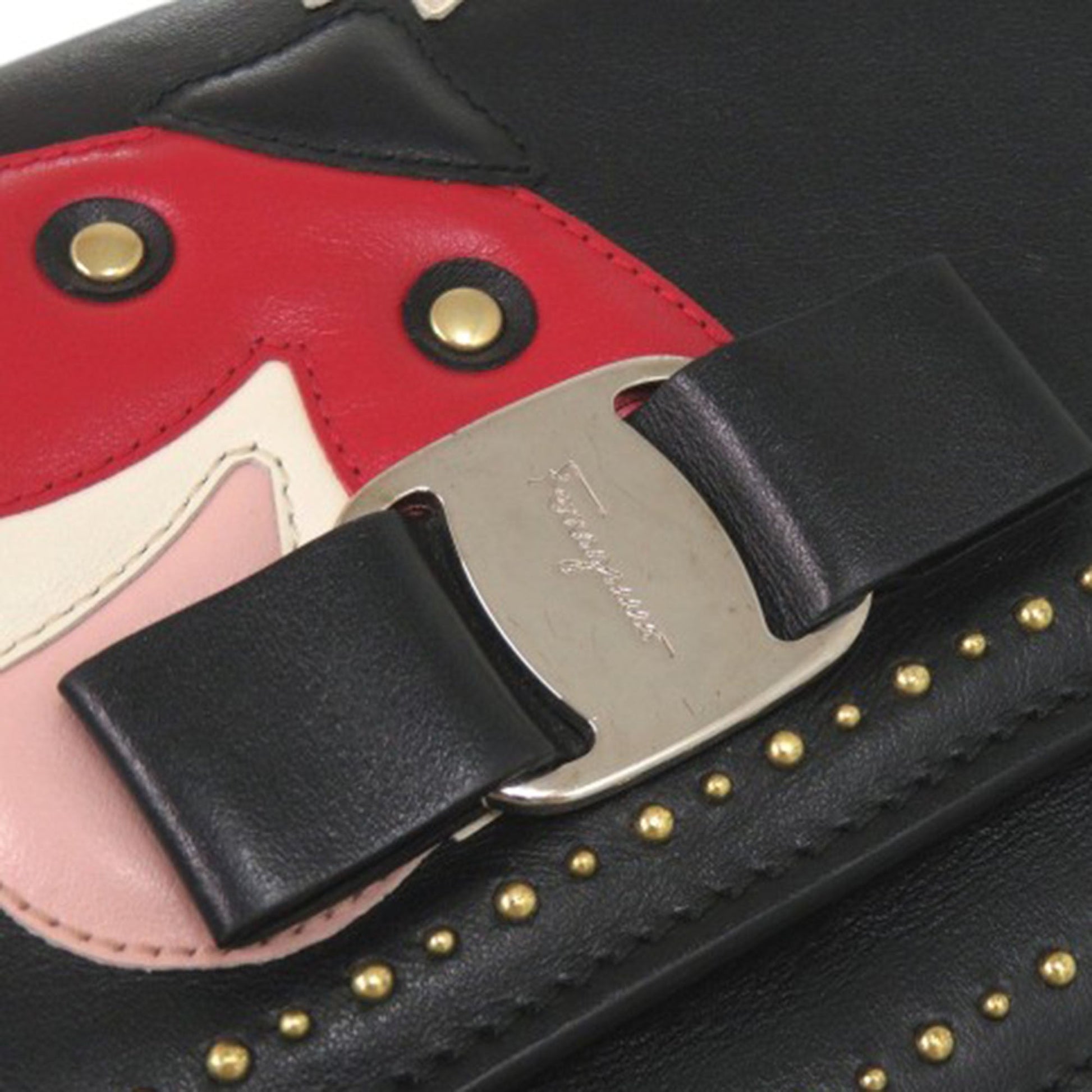 Ferragamo Studded Leather Ladybug Vara Bow Crossbody
