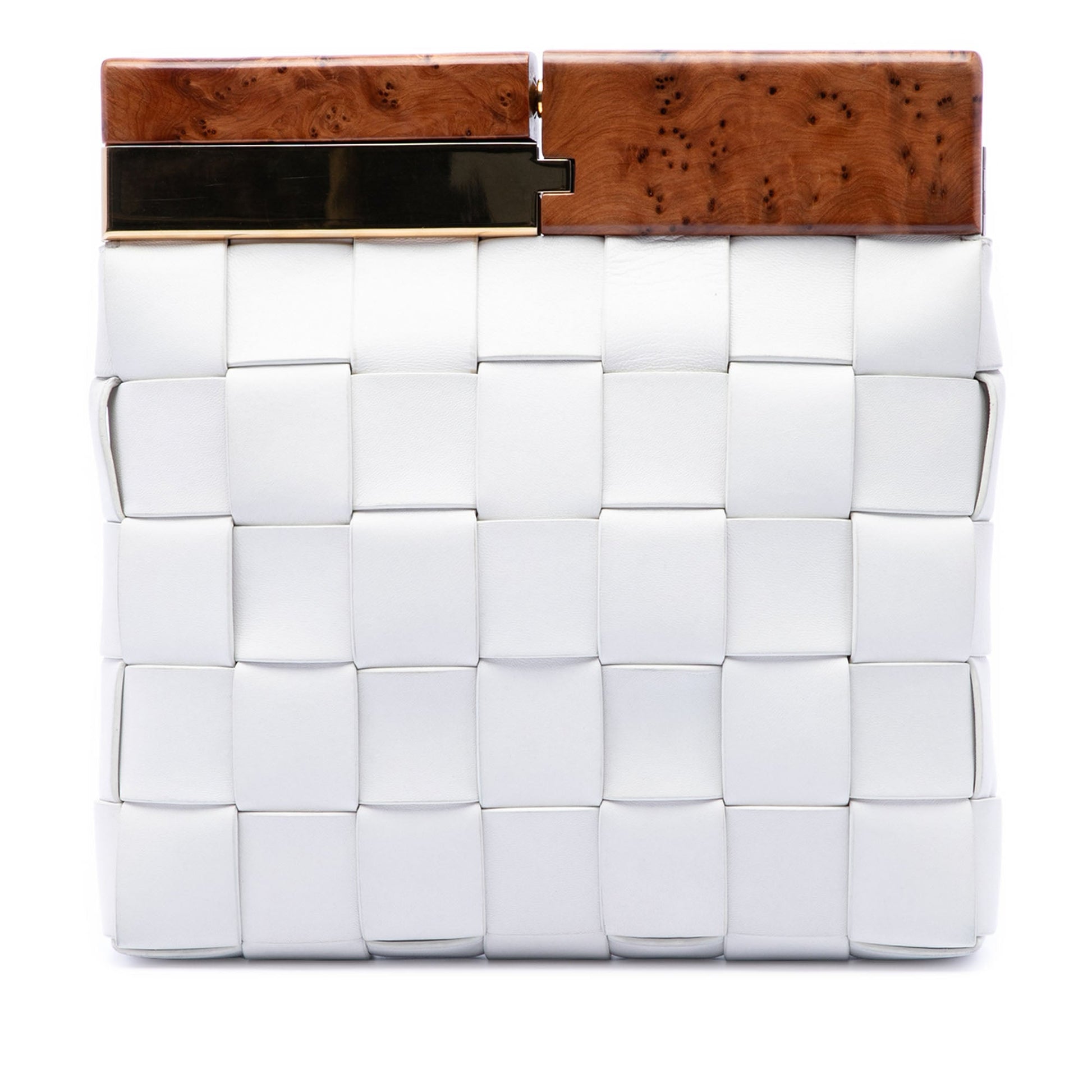 Bottega Veneta Lambskin Maxi Intrecciato The Snap Clutch
