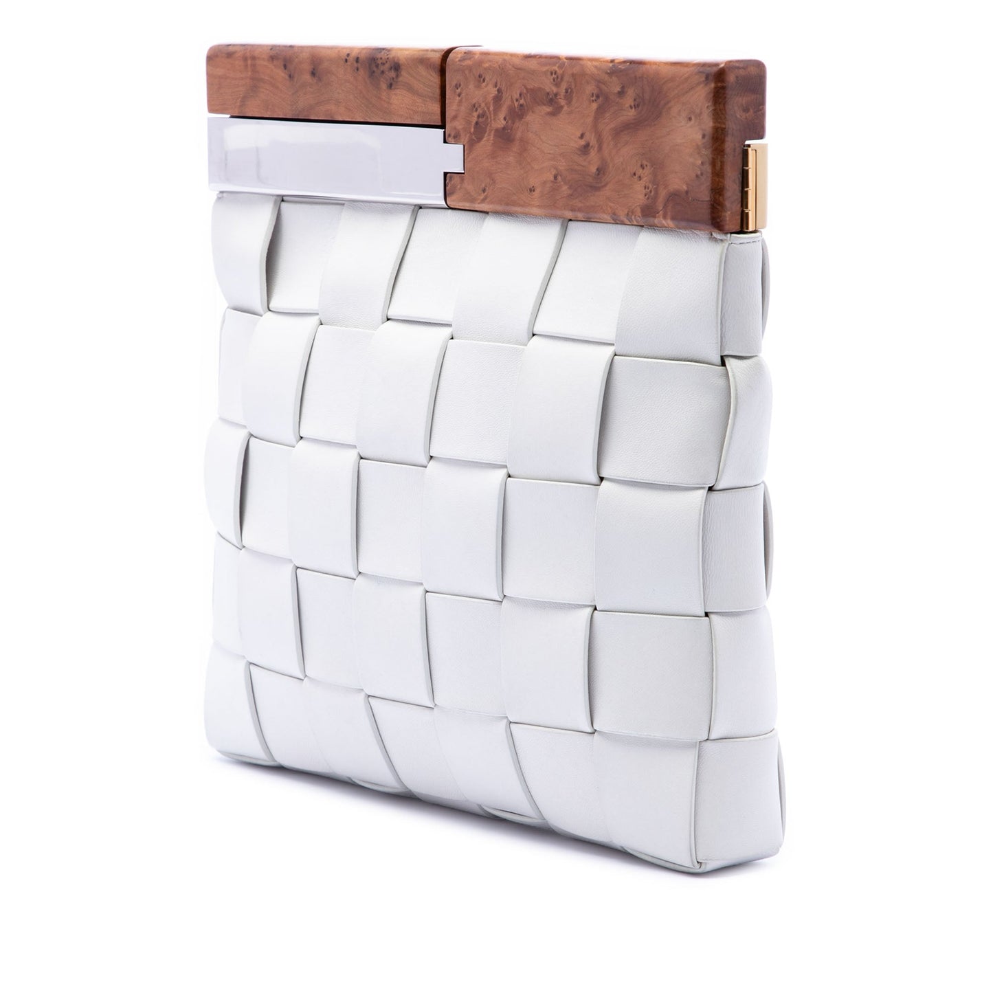 Bottega Veneta Lambskin Maxi Intrecciato The Snap Clutch