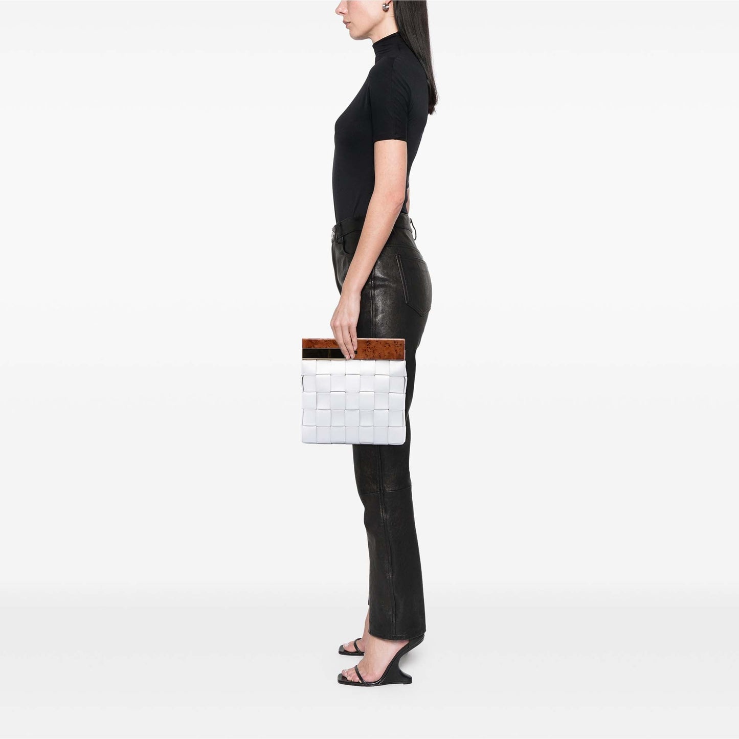 Bottega Veneta Lambskin Maxi Intrecciato The Snap Clutch