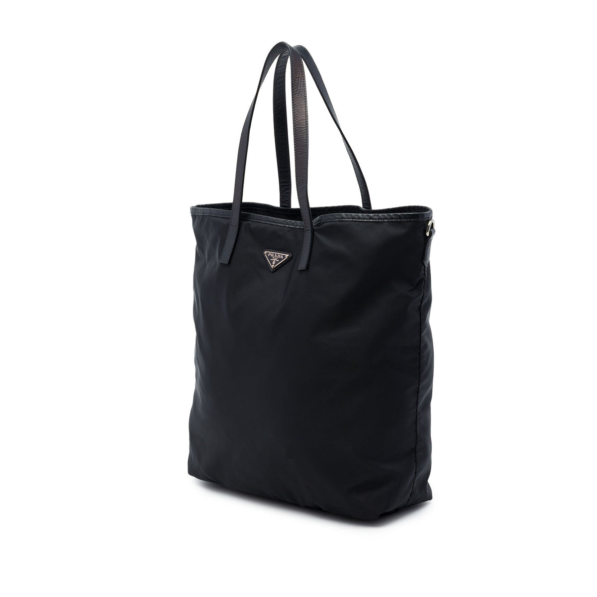 Prada Saffiano Trimmed Tessuto Robot Convertible Tote — Black