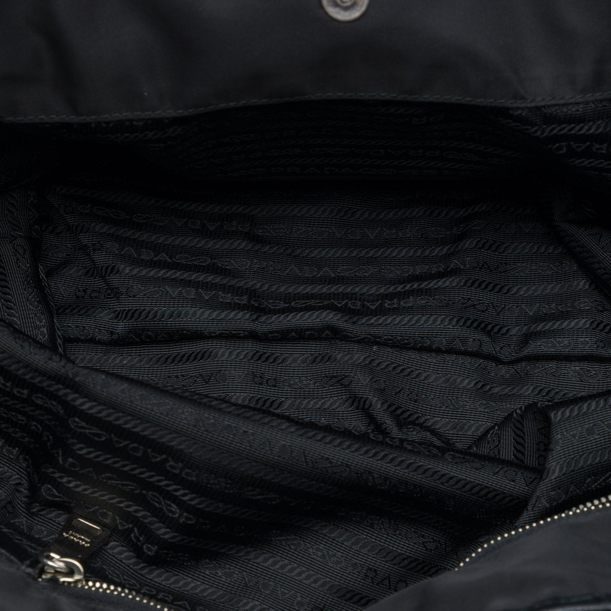 Prada Saffiano Trimmed Tessuto Robot Convertible Tote — Black
