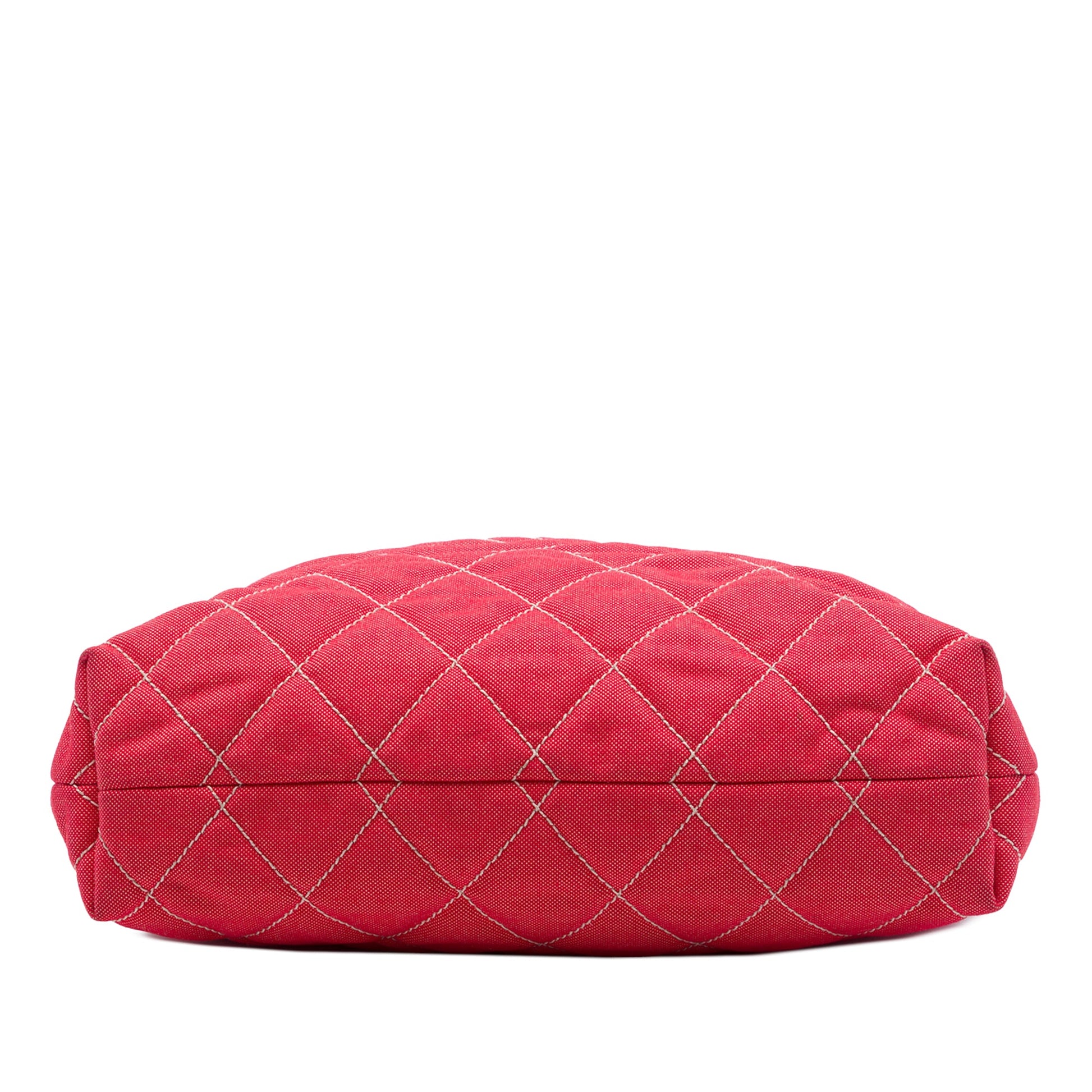 Chanel CC Quilted Denim Grosgrain Drawstring Tote