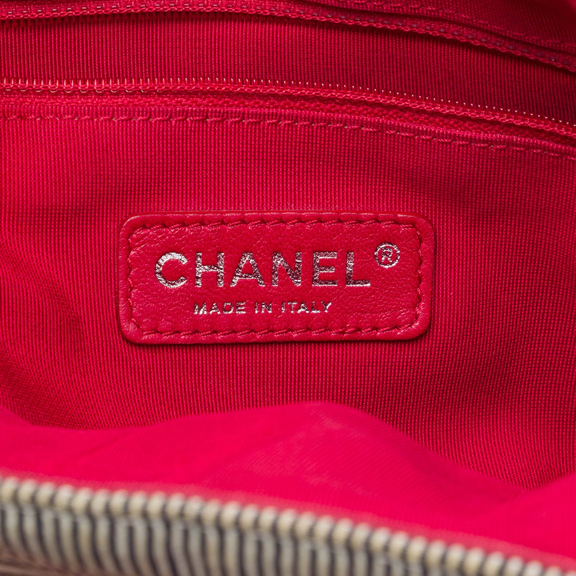 Chanel CC Quilted Denim Grosgrain Drawstring Tote