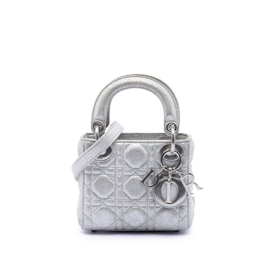 Dior Micro Metallic Calfskin Cannage Lady Dior