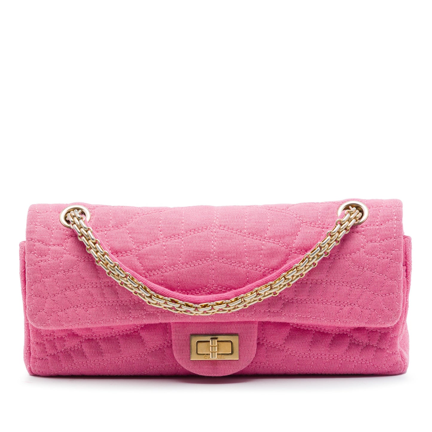 Chanel Croc Quilted Jersey Reissue 2.55 East West Double Flap